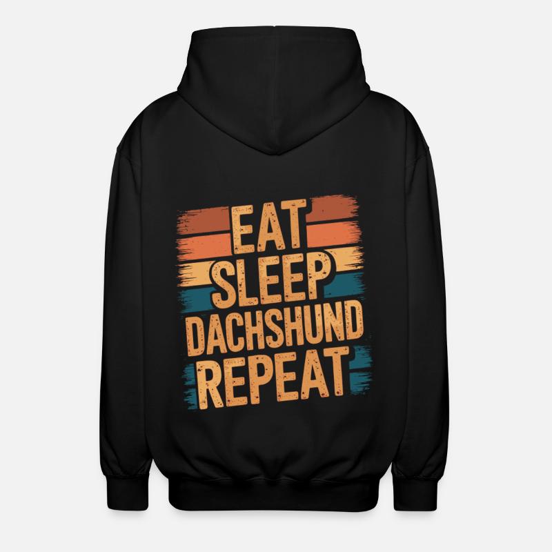 Eat. Sleep. Dachshund. Repeat. - Unisex Hooded Jacket - black