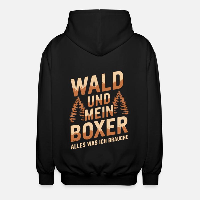 Wald und mein Deutscher Boxer - Unisex Kapuzenjacke - Schwarz