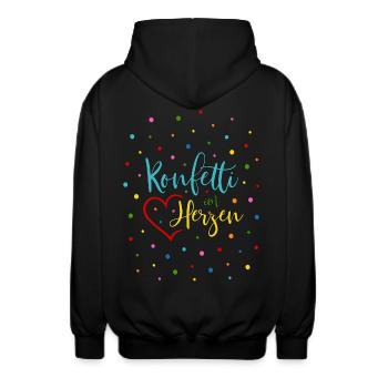 Konfetti im Herzen - Unisex Kapuzenjacke - Schwarz - Hinten - AI Model Male 185 light (185cm)