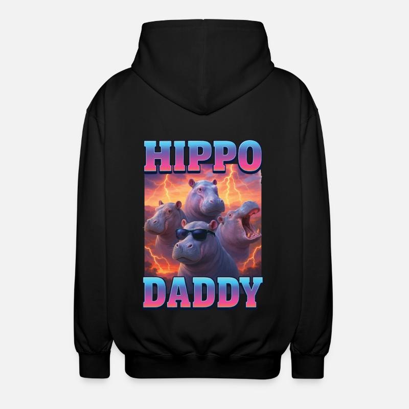 Nilpferd-Papa - Unisex Kapuzenjacke - Schwarz