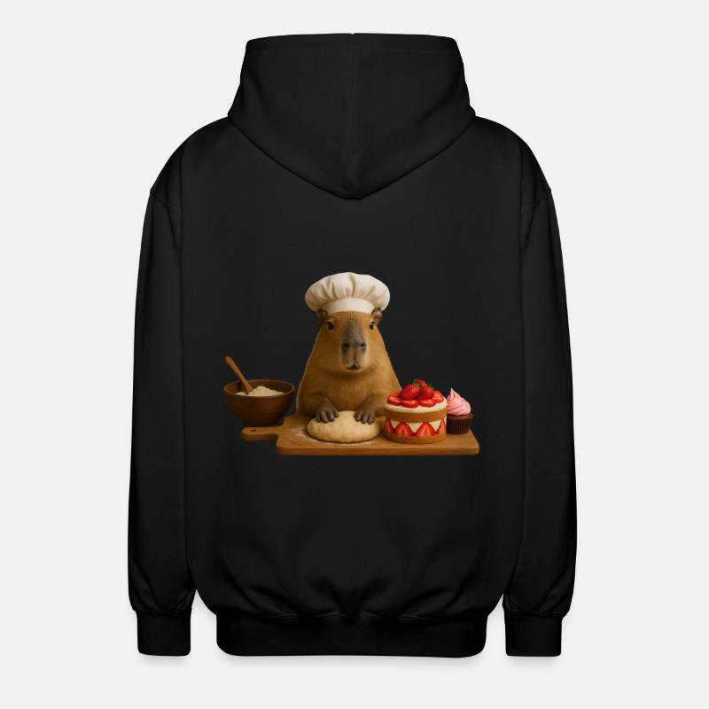 Capybara Baking - Unisex Hooded Jacket - black