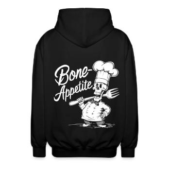 Bone Appetite Skeleton Chef - Unisex Hooded Jacket - black - Back - AI Model Male 185 light (185cm)