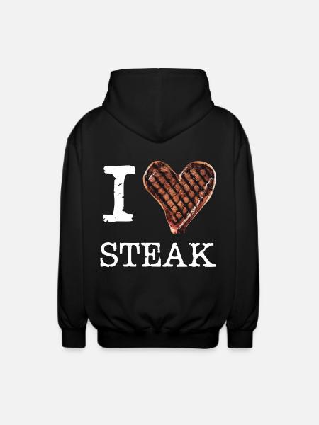 Ich liebe Steak - Unisex Kapuzenjacke - Schwarz