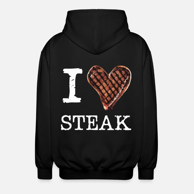 Ich liebe Steak - Unisex Kapuzenjacke - Schwarz