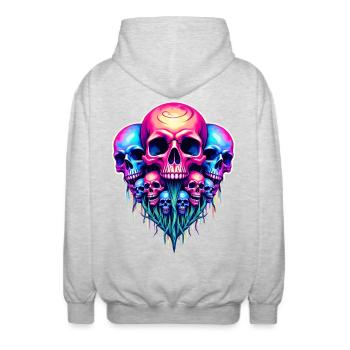 Psychedelischer Totenkopf - Unisex Kapuzenjacke - Hellgrau meliert - Hinten - AI Model Male 185 light (185cm)
