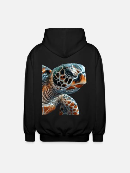 Sea turtle - Unisex Hooded Jacket - black