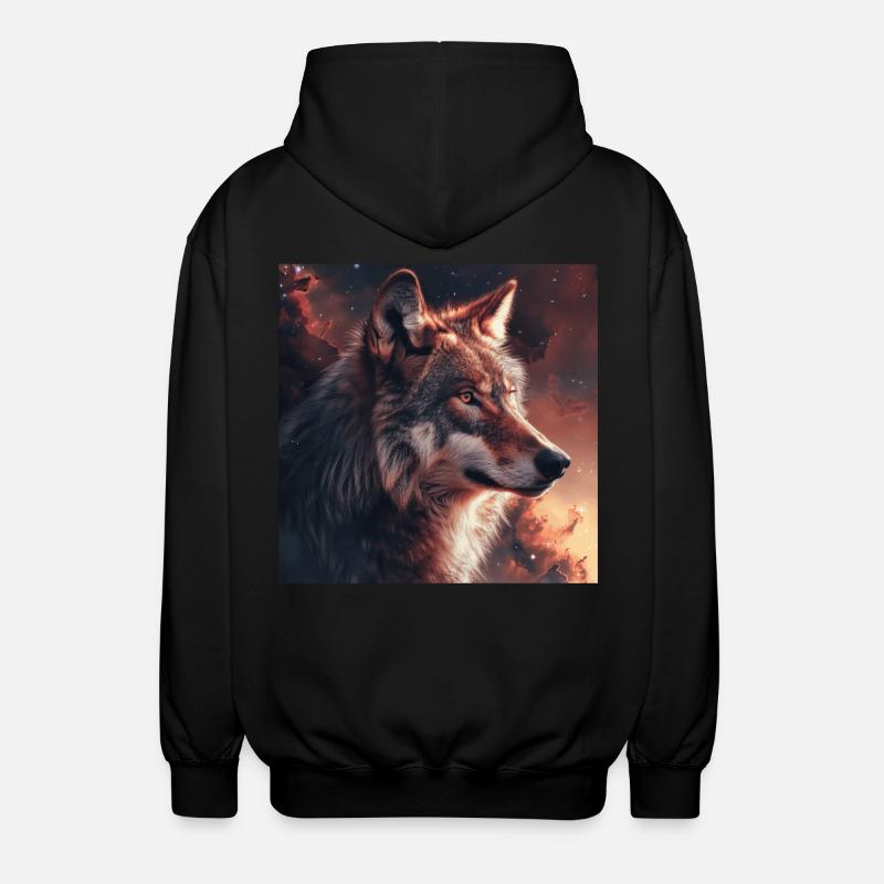 Wolf - Unisex Hooded Jacket - black