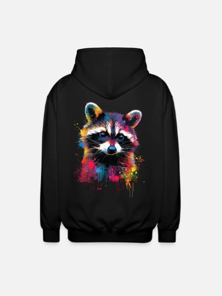 Raccoon - Unisex Hooded Jacket - black