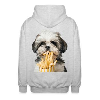 Shih Tzu - Veste à capuche unisexe - gris clair chiné - Dos - AI Model Male 185 light (185cm)