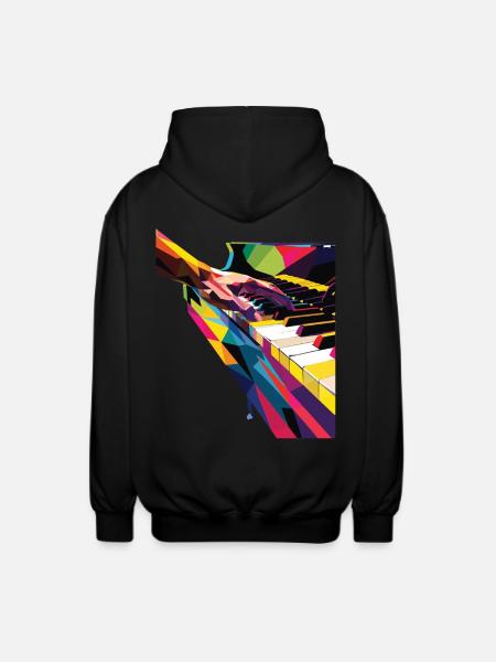 Piano - Unisex Hooded Jacket - black