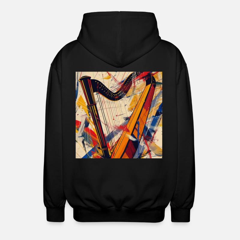 Harfe - Unisex Kapuzenjacke - Schwarz