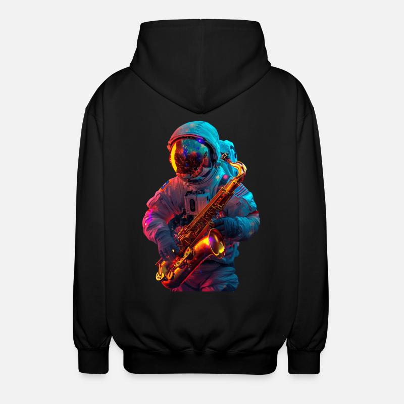Astronaut Saxophone - Unisex Hooded Jacket - black