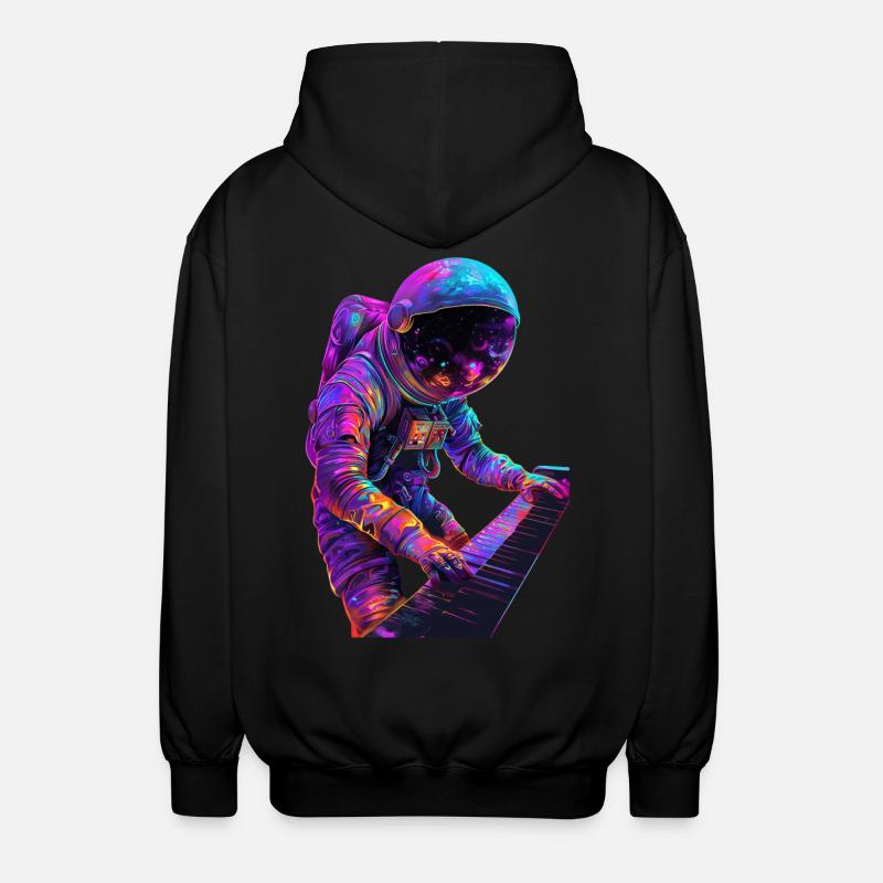 Astronaut Piano - Unisex Hooded Jacket - black