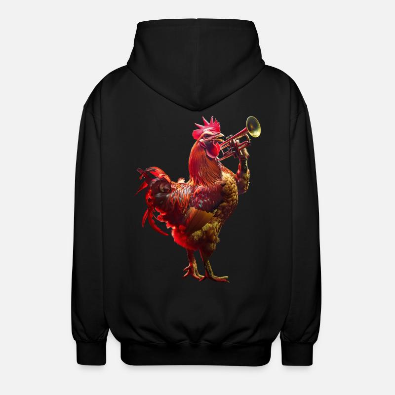 Hahn Trompete - Unisex Kapuzenjacke - Schwarz
