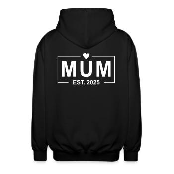 Mum Est 2025 - Unisex Hooded Jacket - black - Back - AI Model Male 185 light (185cm)