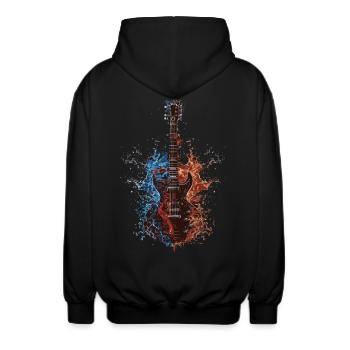 Gitarre - Unisex Kapuzenjacke - Schwarz - Hinten - AI Model Male 185 light (185cm)