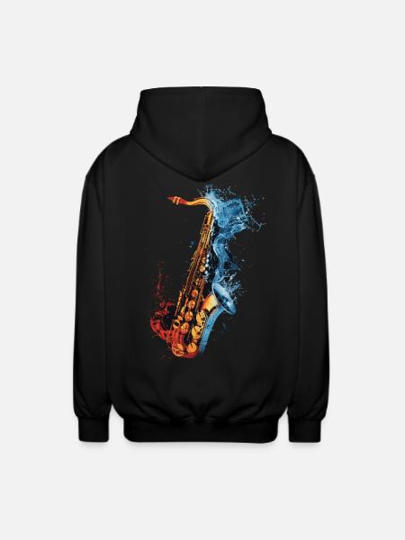 Saxophon - Unisex Kapuzenjacke - Schwarz