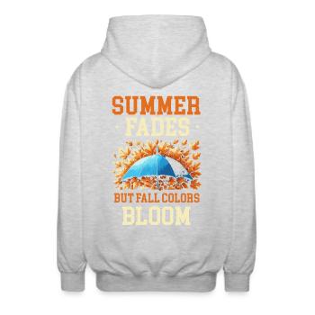 Sommer Verblasst, Aber Herbstfarben Blühen Herbst - Unisex Kapuzenjacke - Hellgrau meliert - Hinten - AI Model Male 185 light (185cm)