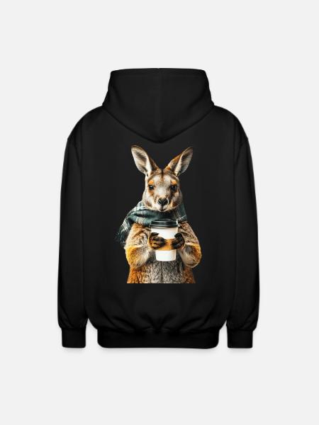 Wallaby Kaffee - Unisex Kapuzenjacke - Schwarz