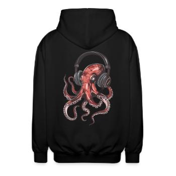 Tintenfisch - Unisex Kapuzenjacke - Schwarz - Hinten - AI Model Male 185 light (185cm)
