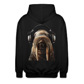 Walross - Unisex Kapuzenjacke - Schwarz - Hinten - AI Model Male 185 light (185cm)