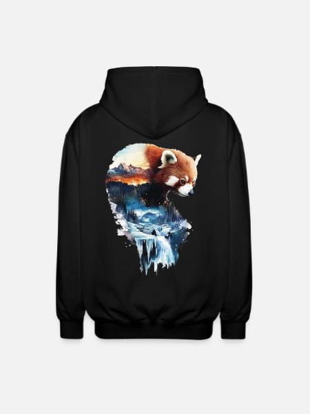 Roter Panda - Unisex Kapuzenjacke - Schwarz