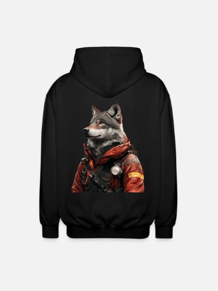 Wolf - Unisex Kapuzenjacke - Schwarz