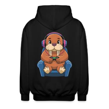 Walross - Unisex Kapuzenjacke - Schwarz - Hinten - AI Model Male 185 light (185cm)