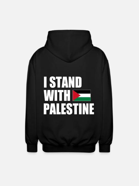 I stand with palestine - Unisex Hooded Jacket - black