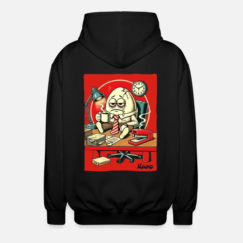 Tired office egg with coffee - Unisex Hooded Jacket - black