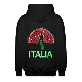 Italia Pizza Pisa - Unisex Hooded Jacket - black - Back - AI Model Male 185 light (185cm)