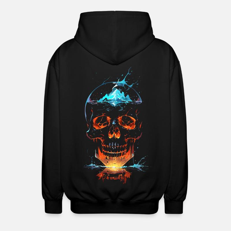 Crâne de Feu et Glace Éclatant - Unisex Hooded Jacket - black