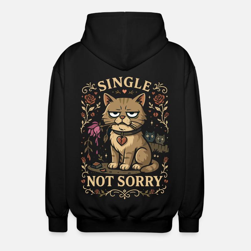 Single Not Sorry Cat - Unisex Hooded Jacket - black