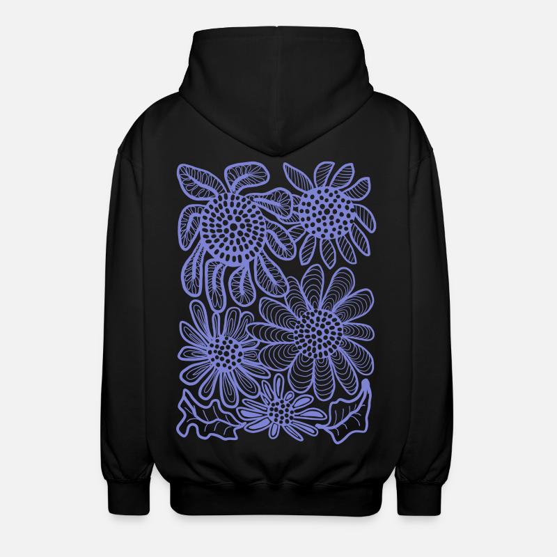 Floral Linework Bloom - Unisex Hooded Jacket - black