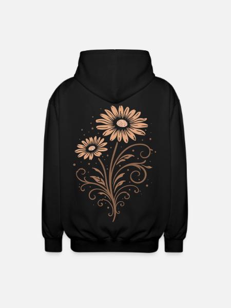 Daisies – Floral Summer Nature Motif - Unisex Hooded Jacket - black