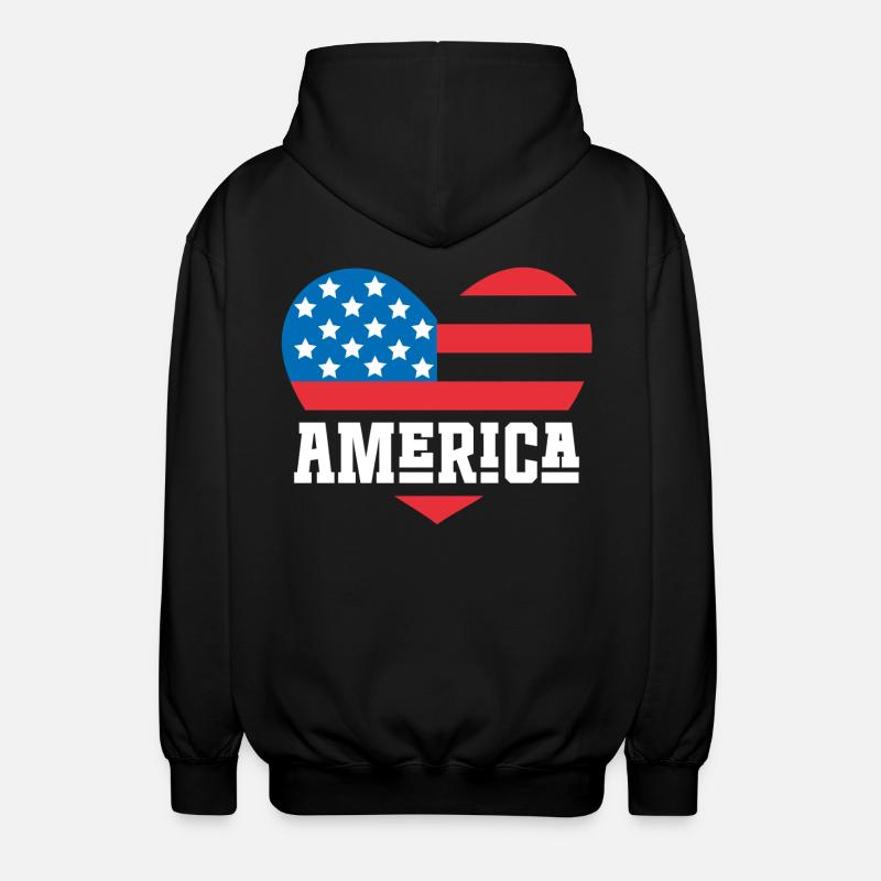 Drapeau de l’Amérique Coeur - Veste à capuche unisexe - noir