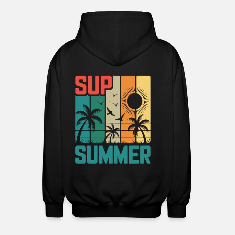 SUP summer - Palmen & Strand - Unisex Kapuzenjacke - Schwarz
