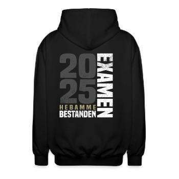 Hebammen Examen Bestanden 2025 - Unisex Kapuzenjacke - Schwarz - Hinten - AI Model Male 185 light (185cm)