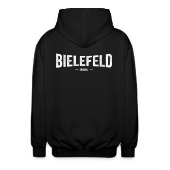Bielefeld Original - Unisex Kapuzenjacke - Schwarz - Hinten - AI Model Male 185 light (185cm)
