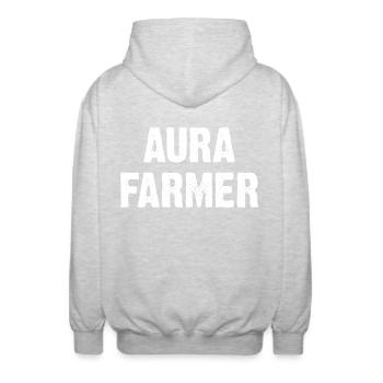 Aura Farmer - Unisex Kapuzenjacke - Hellgrau meliert - Hinten - AI Model Male 185 light (185cm)