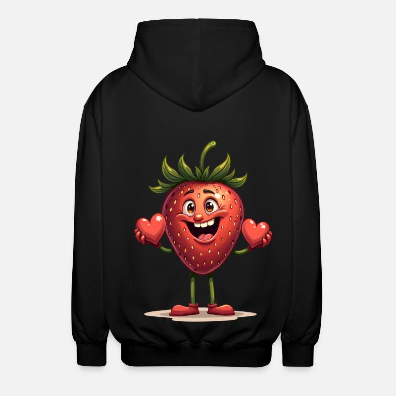 Lustige Erdbeere Erdbeeren Früchte - Unisex Kapuzenjacke - Schwarz