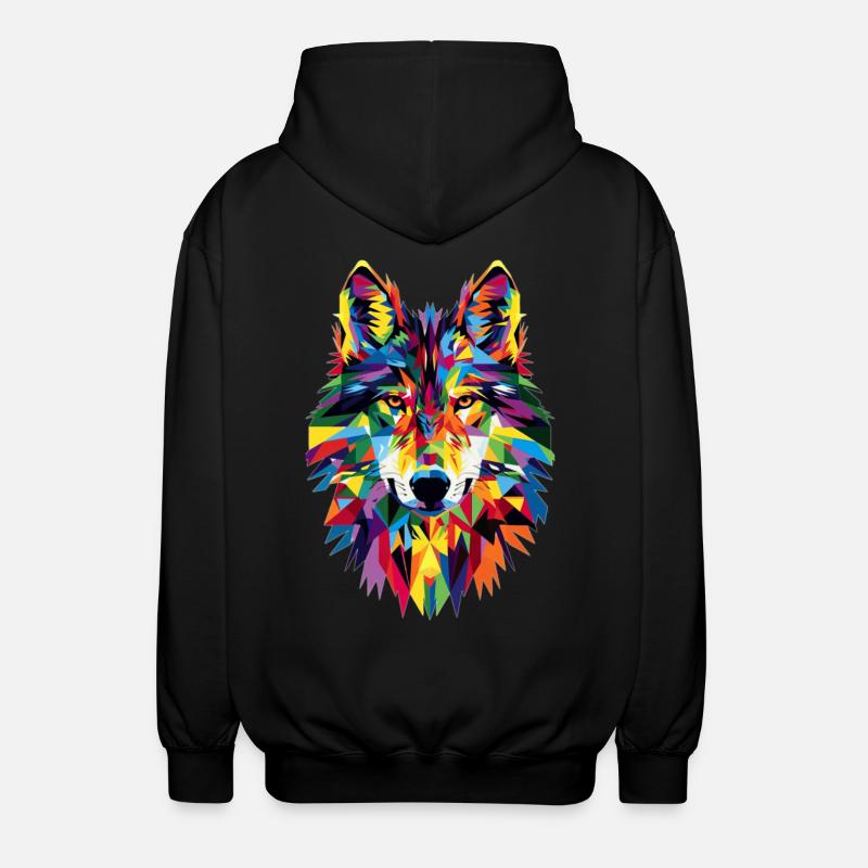 Wolf - Unisex Hooded Jacket - black