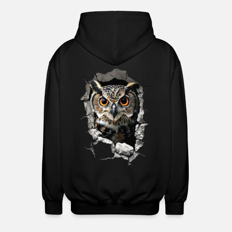 Owl - Unisex Hooded Jacket - black