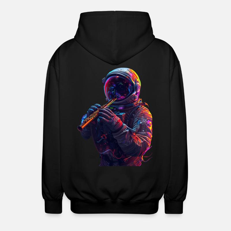 Astronaut Querflöte - Unisex Kapuzenjacke - Schwarz