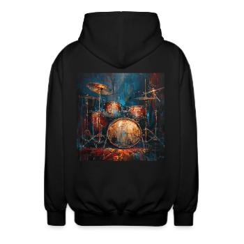 Schlagzeug - Unisex Kapuzenjacke - Schwarz - Hinten - AI Model Male 185 light (185cm)