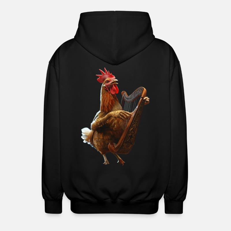 Hahn Harfe - Unisex Kapuzenjacke - Schwarz