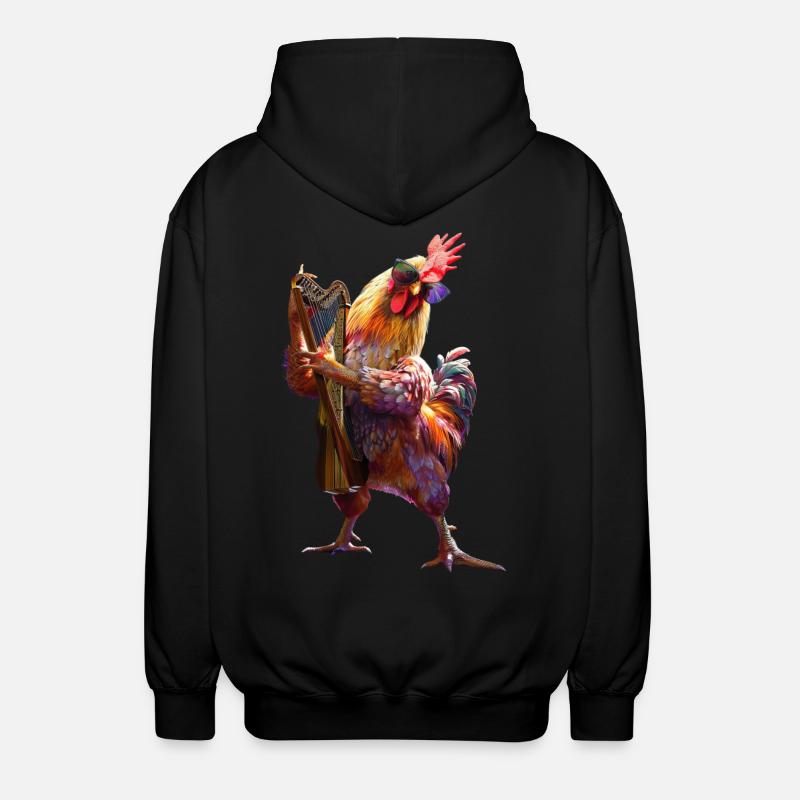 Hahn Harfe - Unisex Kapuzenjacke - Schwarz