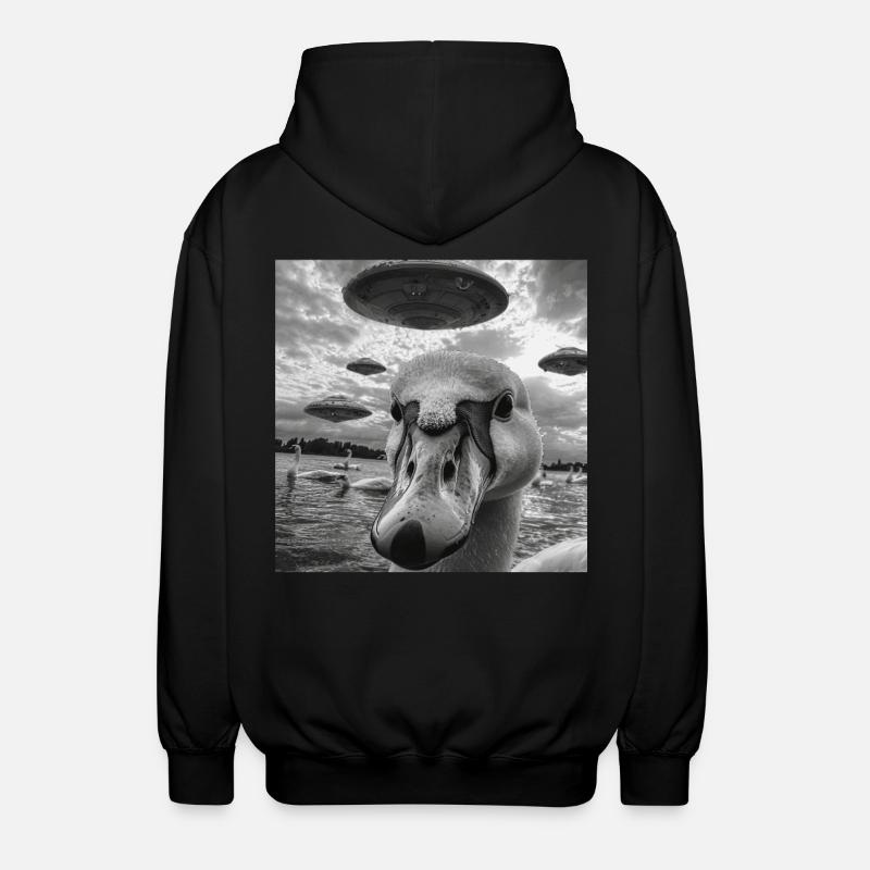 Schwan - Unisex Kapuzenjacke - Schwarz