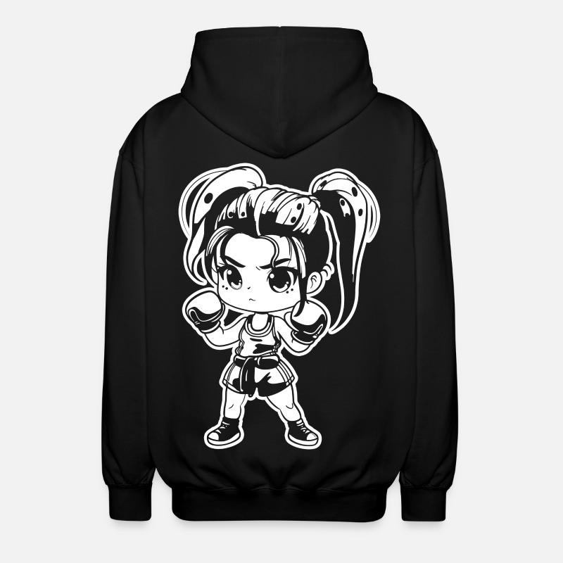 Kickboxerin Manga Stil - Unisex Kapuzenjacke - Schwarz