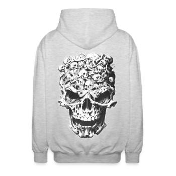 Schädel der Schädel - Unisex Kapuzenjacke - Hellgrau meliert - Hinten - AI Model Male 185 light (185cm)